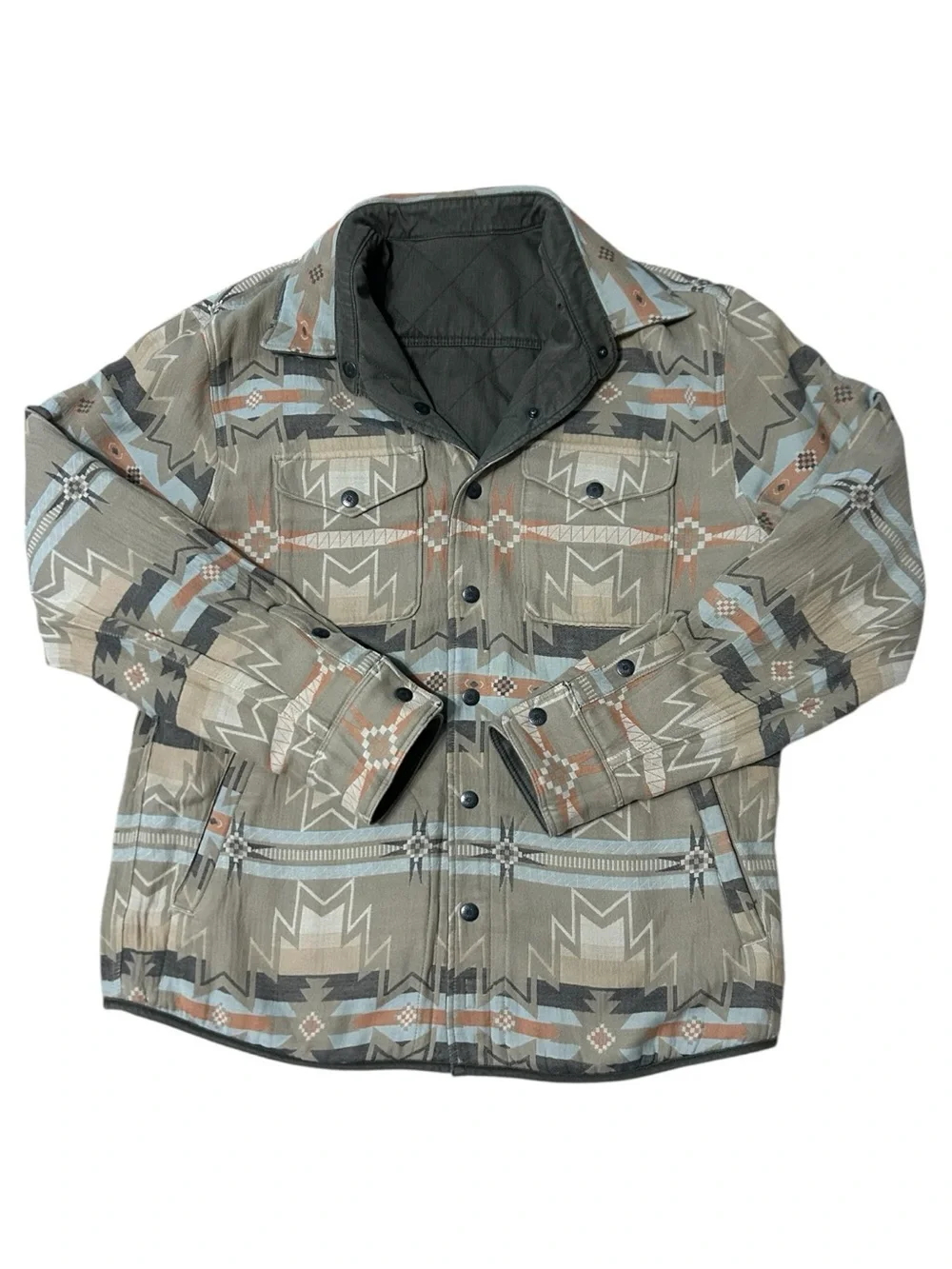 Faherty Doug Good Feather Reversible Bondi Jacket Prairie Olive Men's Medium